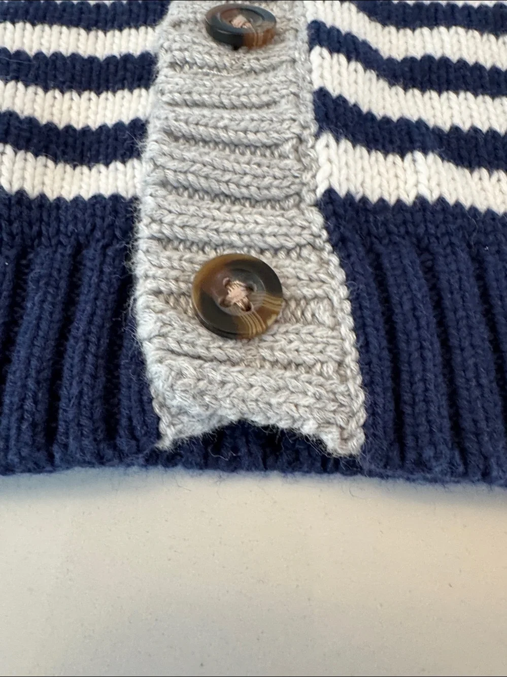 Carter's Navy, White & Gray Striped Knit Cardigan